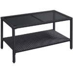 Glass Surface Brown Gradient Iron Frame Rattan Side Table - Image 43