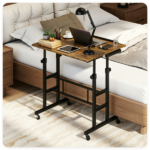  Dual Height Adjustable Rolling Sit Stand Desk with Charging Station, Tiltable Split Desktop Mobile Laptop Cart with USB Type-C Power Outlets Lockable Wheels Heavy Duty Metal Frame Home Office Workstation - Image 6