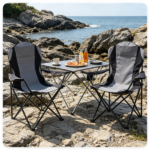 2 Pack Heavy Duty Folding Camping Chairs 330 LBS Capacity, 600D Oxford Padded Portable Outdoor Lawn Chairs with Cup Holder & Carry Bag - Black - Image 4