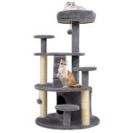 40" Multi-Level Cat Tree for Munchkin & Old Cats - Stable Wide Base, Soft Padded Perch + Large Condo (Gray) - Image 2