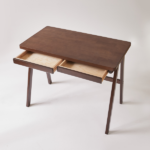 100% Solid Rubber Wood Computer Desk, Retro Walnut Writing Desk with Drawer, Sturdy A-Frame Leg, 39.37"×21.65", 0.71" Standard Thick Home Office Study Table - Image 5
