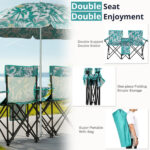 Portable Outdoor 2-Seat Folding Chair with Removable Sun Umbrella Pineapple - Image 8