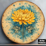 CIFbuy 1pc 8x8in Vintage Chrysanthemum Round Sign, "" 8x8in Vintage Chrysanthemum Round Sign, Chrysanthemum Round Sign, 2D Flat Autumn Floral Plaque TikTok, Temu Self-pickup Logiaqics - Image 2