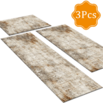 Three-piece kitchen rug set, non-slip and washable, abstract pattern kitchen hallway rug, soft and comfortable, suitable for sinks, floors, entrances, hallways and bathrooms. - Image 4