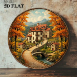 CIFbuy Vintage Autumn Town 2D Flat Round Sign 8x, "" Flat Round, Sign 8x8 Inch Rustic Villa Plaque Decorative Wall TikTok, TikTok, temu emu Self-pickup LogiWaics - Image 6