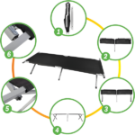 Portable Folding Camping Cot with Carrying Bag Army (Black) - Image 3