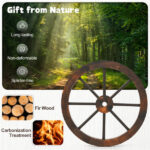 24" Set of 2 Carbonized Fir Wood Wagon Wheels, Rustic Western Decor with Reinforced Metal Rim - Image 8