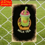 CIFbuy Neon Bubble Tea Metal Wall Sign, 2D Flat" Unframed Plaque, Weatherproof UV Resistant Rustproof Decor, Plaque, Weatherproof UV Resistant Rustproof Decor, 7.87x11.81Inch 2D Flat UnfrikTok, 2D Flat UnfrikTok, t Self-pickup Logiopics