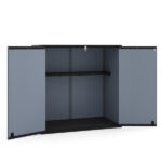 23.5 Cu.ft Outdoor Storage Shed with Lockable Door, PP HDPE Horizontal Garden Tool Cabinet - Gray - Image 5
