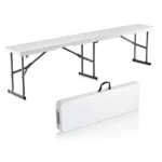 6 ft Plastic Folding Bench, Portable Bench for Indoor and Outdoor Use, Ideal for Picnics, Parties, Camping, and Dining, Foldable HDPE Seat for Versatile Activities, 1 Pack, White (Shipment from Walmart)