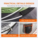 4 Person Pop Up Tent for Camping, Waterproof Instant Family Tent with Front Awning, Automatic Tent Throw Pop Up Instant Flip Pop Tent for Camping, Green - Image 6