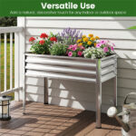 44" Elevated Raised Garden Bed with Drainage Holes, 32" Ergonomic Height Metal Planter - Silver - Image 2