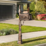 Decorative Large Mailbox with Post, Heavy Duty Cast Aluminum Postal Mail Box with Address Plaque, Antique Bronze - Image 13