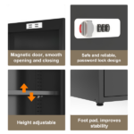 34.6"H Metal Locker Storage Cabinet with Lock, Small Lockable Employees Locker with Adjustable Shelf & Feet, Steel Single Door Lockable Cabinet for Home, School, Office, Gym (Black) - Image 3