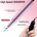 30000RPM USB Nail Drill Machine for Acrylic Nail Gel Polish Milling Smoothing Calluses Manicure Machine Nail Art Salon Equipment (Pink) - Image 2