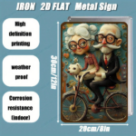 CIFbuy Vintage Metal Wall Art Retro Bike Couple With Dog Cyan Floral Background 8x12 Inch Farmhouse Home Decor Sign Gift TikTok, TikTok, Self-pickup Logiopics - Image 7