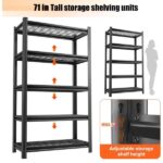 Garage Five Story Shelf, Capable Of Accommodating 2500 LBS, Adjustable Metal Shelf, Black, Requires Assembly, 71.2 "H x 47.24"L x 23.62 "D - Image 5