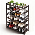 26.8*9.84*35.4in 6-Tier Flat Bamboo Shoe Rack, Coffee Color - Image 12