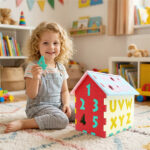 3D Puzzle Playhouse Mat for Kids 3+, 30.48×26.67×31.75cm EVA Foam Interlocking Mat with Alphabet Number Matching, Multi-Color - Image 5
