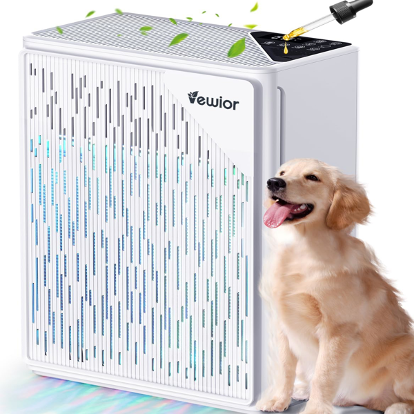 Air Purifiers for Home Large Room, VEWIOR H13 True HEPA Air Cleaner for Bedroom with PM2.5 Display Air Quality Sensor, Fragrance Diffuser, Air Filter for Wildfire Smoke Pet Hair Dust(Ships from FBA warehouse, Banned by Amazon)
