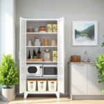71'' 2 Shapely Doors Cabinet, Metal Storage Cabinet with Doors and Adjustable Shelves, for Bedroom, Living Room, Kitchen(White)-Does not support self pick up - Image 5