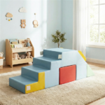 3 in 1 Toddler Soft Foam Climber with Slide, Convertible Velvet Play Set with Table & Chair, Washable Climbing Blocks - Image 10