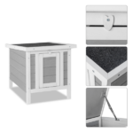 20" Wooden Waterproof Rabbit Hutch Pet Bunny Small Animal House Habitat Gray - Image 2