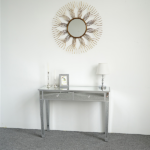 2-Drawer Modern Style Computer Desk MDF Mirror Dressing Table 41.34*14.17*29.92in Silver - Image 17