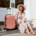 ABS Trolley Case 20in 24in 28in 3PCS Suitcase Set Vertical Striped Frosted Case Suitcase Rose Gold - Image 16