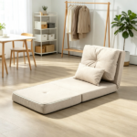 Beige Convertible Floor Sofa Bed – No Assembly Required Folding Upholstered Couch, Adjustable Backrest Floor Chair - Image 7