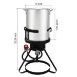 13*32inch Four-Piece Set, Black Round Iron Stove Frame, Silver Aluminum 30qt Turkey Pot 10qt Fish Pot, Gas Fryer - Image 63