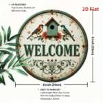 CIFbuy Vintage | Round Iron Sign 2D Flat Printed Birdhouse Welcome With Flowers Retro Metal Wall Decor, Interesting Rustic Hanging Wall TikTok, TikTok, Wall Self-pickup Logiopics - Image 2