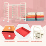 12-Drawer Rolling Storage Cart - 2-Row 10-Storey, Multicolor Drawers, 4 Wheels (2 Brake), White Frame-Macaron - Image 6