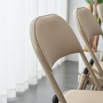 4pcs Elegant Foldable Iron & PVC Chairs for Convention & Exhibition Light Brown - Image 12