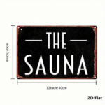 CIFbuy Vintage Metal Sign THE SAUNA Red Border Black Background, 2D Flat Rustic Iron Wall Decor 8x12 Inch 20x30cm, Distressed Design Hi TikTok, TikTok, n Hi Self-pickup Logiopics - Image 2