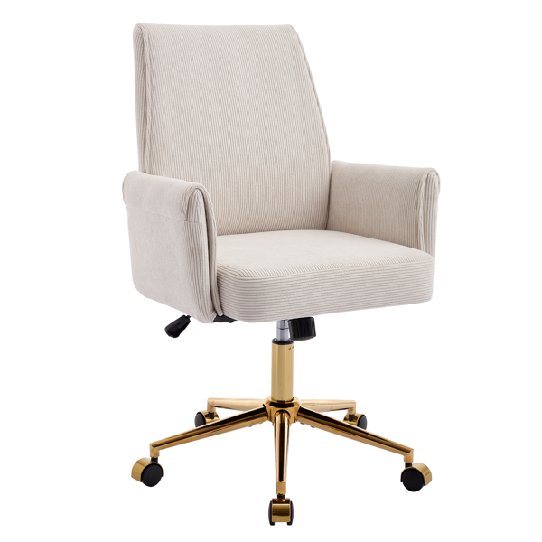 d2291100-6c7d-4720-b5eb-de58d48aa4e7.png Mid-back liftable office chair, striped fabric, and ergonomically designed, is an excellent choice for working, studying or relaxing. The mid-back design provides a better sitting experience,White - Image 1