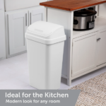 (2 pack)Kitchen Trash Can, 13 Gallon Plastic Garbage Bin with Swing Top Lid, White - Image 5