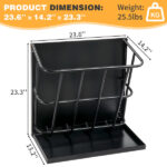 Large Capacity Hay Feeder with Detachable Grain Tray, Heavy Duty Steel 2 in 1 Hay Rack, Multiple Sided Goat Feeding Rack for Sheep Farm Livestock Indoor Outdoor, Black - Image 6
