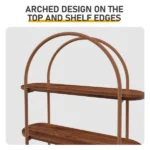 Arched Ceiling + 4-Layer Open Shelving + Double-Door Roller Shutter Display Case Locker with Black US Standard Socket (1USB+1Type-C) & Particleboard Melamine Veneer & Painted Iron Pipe 31.5*13.78*70.87in Walnut - Image 6
