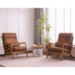 Same Code 28822889 High Back Solid Wood Armrest Backrest Iron Frame Bronzing Cloth Indoor Leisure Chair Orange - Image 23