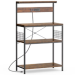 31" Baking Rack, Microwave Oven Rack, Pot Rack, Baking Utensils,KitchenHousehold Use, Three Layers, Rustic Brown - Image 2