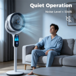 Adjustable Height Standing Fan with Remote Control, 8 Speed Quiet Floor Fan LED Touch Panel 12H Timer Oscillating Pedestal Fan for Home Bedroom Office - Image 10