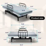 Electric Lift Bed for Seniors - Wired Remote Control with One-Touch Backrest Lift & Leg Lowering, Fall-Safe Rails & Detachable Meal Tray, Safe Standing/Sitting/Lying Aid - Image 8