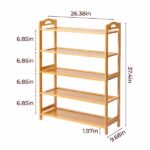 26.38*9.68*37.4in 5-Tier Portable Bamboo Shoe Rack, Natural Wood Color - Image 3