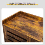 Shoe cabinet with 2 doors, 5 open compartments, and a tabletop with a back panel; made of MDF; 116*35.5*107cm; weathered wood color - Image 9