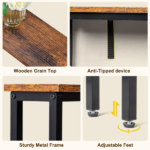 Same Code 75403889 39.4" Narrow Console Sofa Table with Power Outlets and USB Ports, Skinny Couch Table with Metal Frame and Charge Station with 4.9ft Extension Cord, Rustic Brown - Image 7
