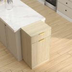 10-Gallon Woodgrain Tilt-Out Trash Can Cabinet with Wave-Textured Drawer & Pull-Out Bin - Multipurpose Kitchen/Bath Organizer in Oak Finish - Image 11