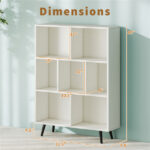 7 Cube Bookcase 3-Tier Modern Storage Organizer with 4 Metal Legs Bookshelves - Image 4