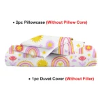 Rainbow Duvet Cover Set Queen Size, Red Rainbow Bedding Comforter Cover Set (3 Pieces, 1 Duvet Cover 90"x90" and 2 Pillow Shams 20"x36") - Image 4