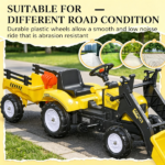 Ride-On Construction Vehicle Toy – Kids Bulldozer/Excavator with Real Dirt Bucket, 6 Wheels & Cargo Trailer - Image 8